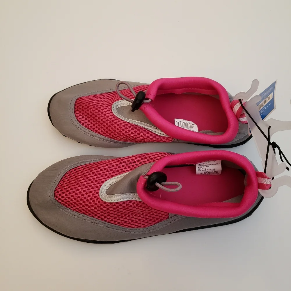 Kid's Water Shoes Pink & Gray Size 4 NWT Big Girl